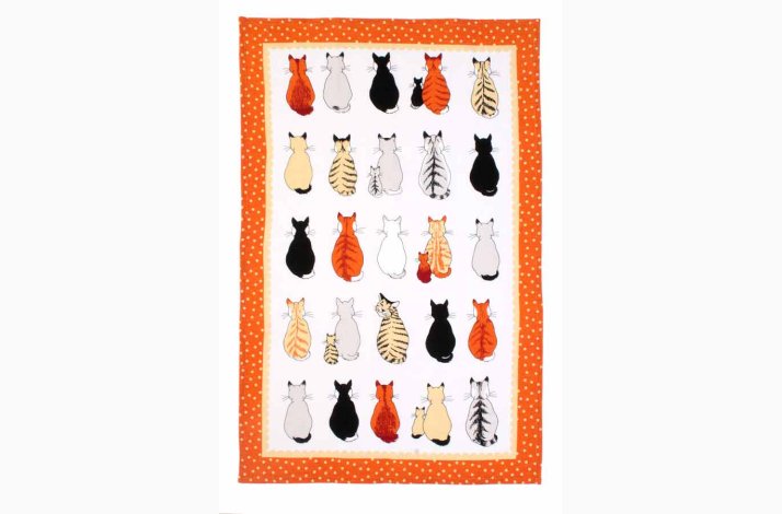 Viskestykke � Cats in Waiting (Katte som venter) (Orange) � Ulster Weavers