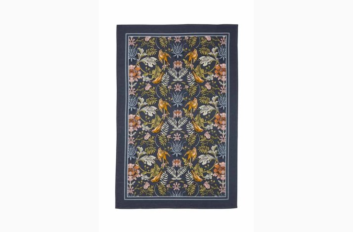 Finch &amp; Flower Viskestykke i Navy � Ulster Weavers