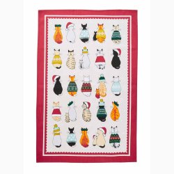 Viskestykke  Christmas Cats in Waiting (julekatte som venter)  Ulster Weavers