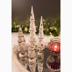 Deko juletr p hvid fod rd H: 10,5 cm- stk. pris 