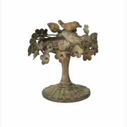 Metalopsats med blomster og fugle D 10 x 12 cm uden glasindsats