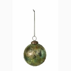 Dekorationskugle antik grn (glas) D8 cm med ophng