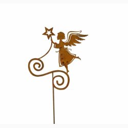 Engel p metalstick rustrd patina H: 33 cm incl stick.