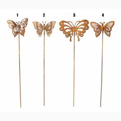 Metalsommerfugl p stick rustrd H: 25 cm * B:8 cm, vlg