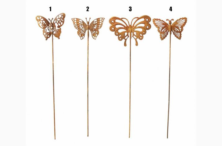Metalsommerfugl p stick rustrd H: 25 cm * B:8 cm, vlg