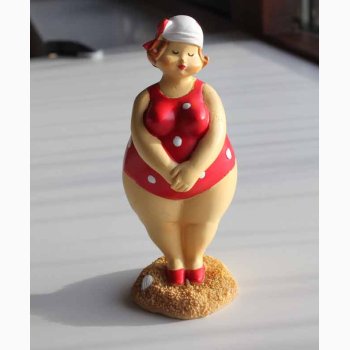 Badedame rd/hvid med sljfe stende - figur
