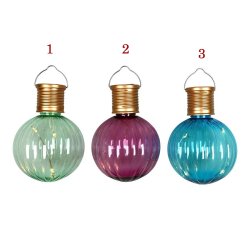 Solcellelampe Farvet pre med kobberfarvet fatning H:10,5 cm, D:8 cm med drbelysdioder-Vlg