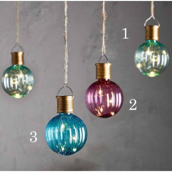 Solcellelampe Farvet pre med kobberfarvet fatning H:10,5 cm, D:8 cm med drbelysdioder-Vlg