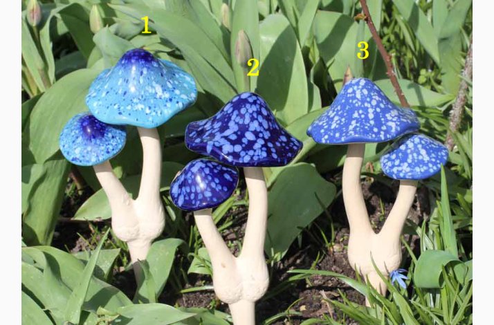 Paddehatte 2 i en i bl� nuancer 33 cm h�j i keramik, v�lg