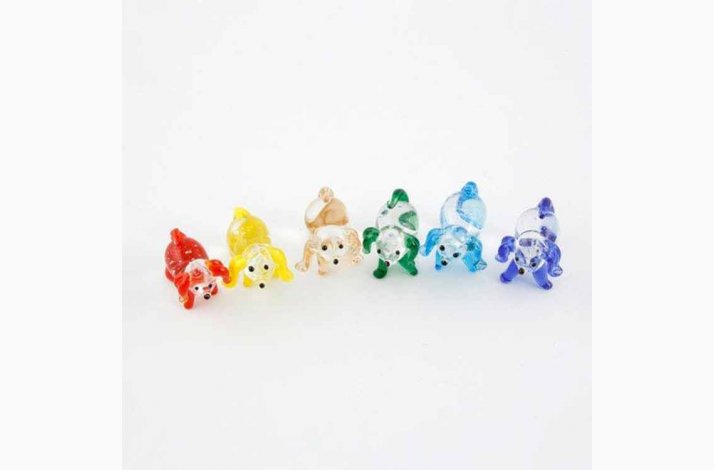 Glas glashunde mini, glasfigur - 6 stk