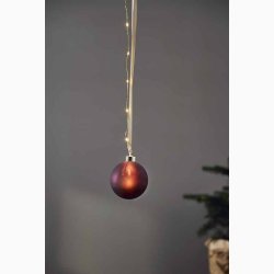Mat Bordeaux Glaskugle ( 10 CM) med drbelyskde (timer 6/18) op langs dekorationsbndet