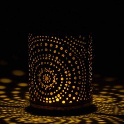 Solcellelampe lanterne i metal - Antik/guldfarvet