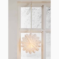 Stilfuld Stjerne hvid i papir  40 cm med elegant bnd - Papirstjerne