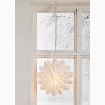 Stilfuld Stjerne hvid i papir  40 cm med elegant bnd - Papirstjerne