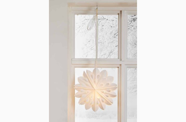 Stilfuld Stjerne hvid i papir  40 cm med elegant bnd - Papirstjerne