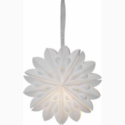Stilfuld Stjerne hvid i papir  40 cm med elegant bnd - Papirstjerne