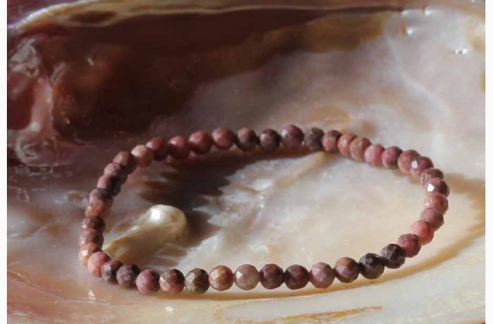 Armbnd Rodonite kugleformede facetteret (4 mm) - Krystal armbnd