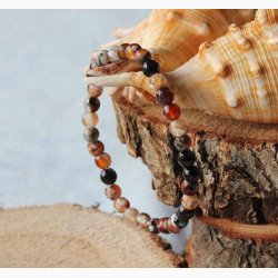 Armbnd Ild Agat farve orange - sort kugle facetformede (6 mm) - Krystal armbnd