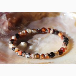 Armbnd Ild Agat farve orange - sort kugle facetformede (6 mm) - Krystal armbnd