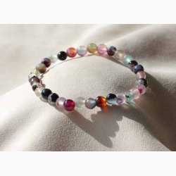 Armbnd agat rose, Farve lilla, lyse kugler facetformede (6 mm) i elastik - Krystal armbnd