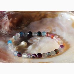 Armbnd agat rose, Farve lilla, lyse kugler facetformede (6 mm) i elastik - Krystal armbnd