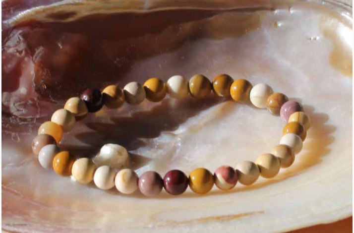 Armbnd jaspis mookaite jaspis kugleformede ( 6-7 mm) - Krystal armbnd