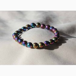 Armbnd Agat Regnbue - aura Facetformede sekskantede (7-8 mm) - Krystal armbnd