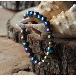 Armbnd Agat Regnbue - aura Facetformede sekskantede (7-8 mm) - Krystal armbnd