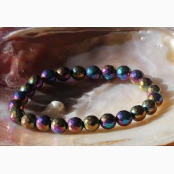 Armbnd Agat Regnbue - aura Facetformede sekskantede (7-8 mm) - Krystal armbnd