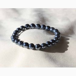 Armbnd Agat farve bl, grlig bl, aura sekskantede (7-8 mm) - Krystal armbnd