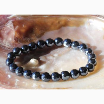 Armbnd Agat farve bl, grlig bl, aura sekskantede (7-8 mm) - Krystal armbnd