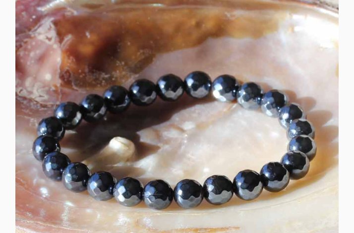 Armbnd Agat farve bl, grlig bl, aura sekskantede (7-8 mm) - Krystal armbnd