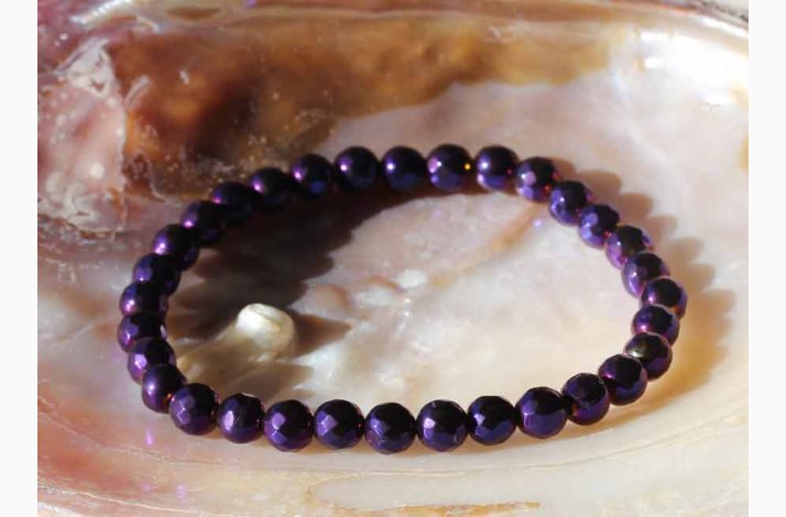 Armbnd agat Farve lilla - aura sekskantede (6 mm) - Krystal armbnd
