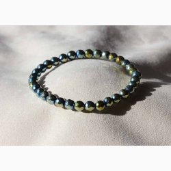 Armbnd Agat Farve gylden, aura - bl  sekskantede (6 mm) - Krystal armbnd