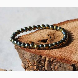 Armbnd Agat Farve gylden, aura - bl  sekskantede (6 mm) - Krystal armbnd