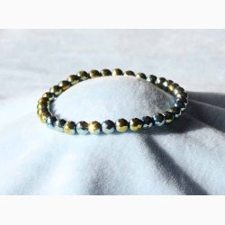 Armbnd Agat Farve gylden, aura - bl  sekskantede (6 mm) - Krystal armbnd