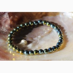 Armbnd Agat Farve gylden, aura - bl  sekskantede (6 mm) - Krystal armbnd