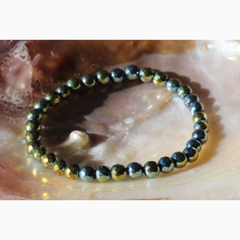 Armbnd Agat Farve gylden, aura - bl  sekskantede (6 mm) - Krystal armbnd