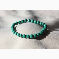 Armbnd malakit grn kugleformede (6 mm) - Krystal armbnd
