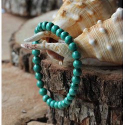 Armbnd malakit grn kugleformede (6 mm) - Krystal armbnd