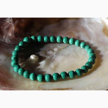 Armbnd malakit grn kugleformede (6 mm) - Krystal armbnd