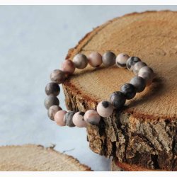 Armbnd jaspis zebra kugleformede (8-9 mm) - Krystal armbnd