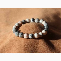 Armbnd jaspis zebra kugleformede (8-9 mm) - Krystal armbnd