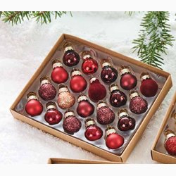 Glaskugler i rde, brune og guld nuancer mini : 2 cm, (20 stk. i sken), vlg en ske