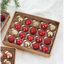 Glaskugler i rde, brune og guld nuancer mini : 2 cm, (20 stk. i sken), vlg en ske