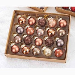 Glaskugler i rde, brune og guld nuancer mini : 2 cm, (20 stk. i sken), vlg en ske