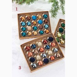 Glaskugler i grnne, brune og bl nuancer mini : 2 cm, (20 stk. i sken), vlg en ske