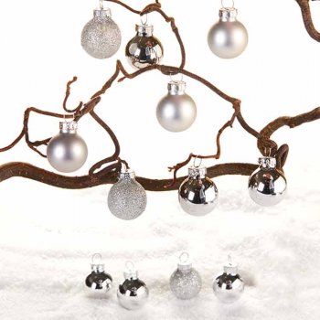 Glaskugler slvfarvede mini : 2 cm, 12 stk. i sken