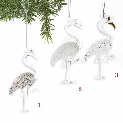 Glas Flamingo som str p et ben H:10 cm og med ophng, vlg