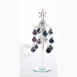 Glas Juletr klar glas med farvede glas julekugler H: 27 cm, vlg